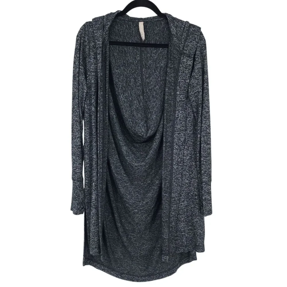 Athleta Hooded Draped Cardigan Black Heathered Long Sleeve Sweater Size XXS